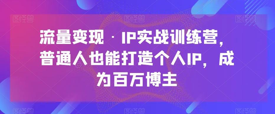 流量变现·IP实战训练营，普通人也能打造个人IP，成为百万博主-桐创网