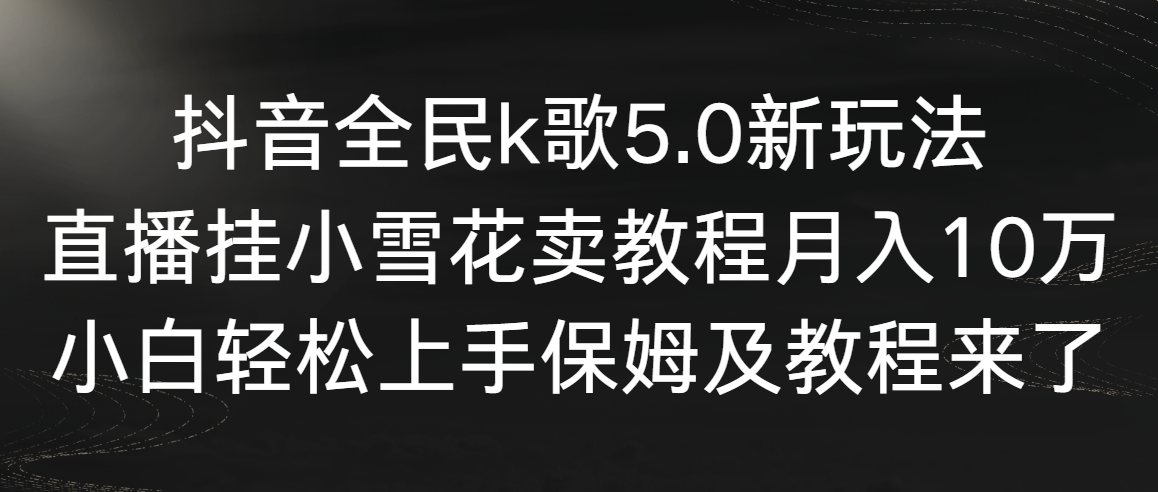 （9021期）抖音全民k歌5.0新玩法，直播挂小雪花卖教程月入10万，小白轻松上手，保…-桐创网