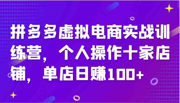 拼多多虚拟电商实战训练营，个人操作十家店铺，单店日赚100+-桐创网