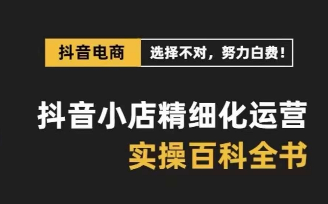 抖音小店精细化运营百科全书，保姆级运营实战讲解（28节课）-桐创网