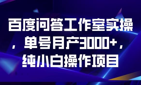 百度问答工作室实操，单号月产3000+，纯小白操作项目【揭秘】-桐创网