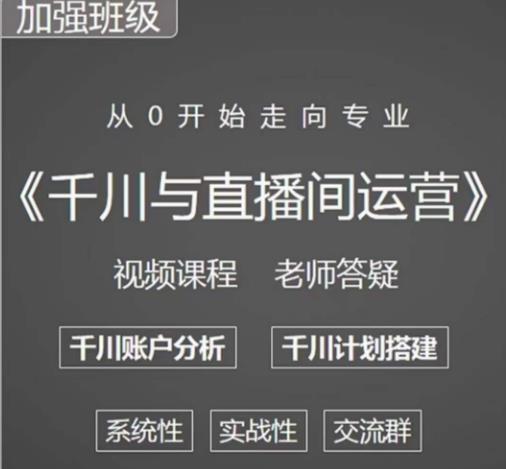 阳光哥·千川图文与直播间运营，从0开始走向专业，包含千川短视频图文、千川直播间、小店随心推-桐创网