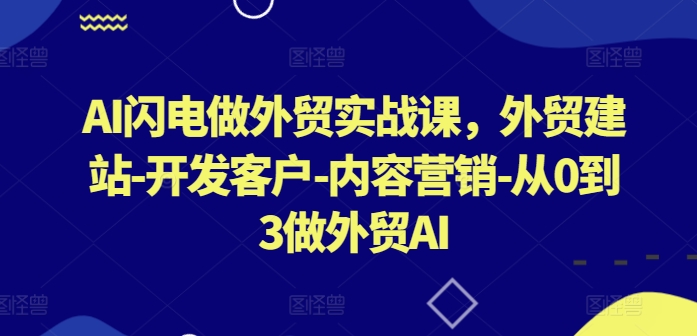 AI闪电做外贸实战课，​外贸建站-开发客户-内容营销-从0到3做外贸AI(更新)-桐创网