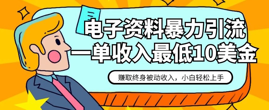 电子资料暴力引流，一单最低10美金，赚取终身被动收入，保姆级教程【揭秘】-桐创网