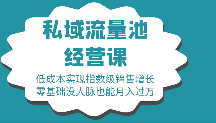 16堂私域流量池经营课：低成本实现指数级销售增长，零基础没人脉也能月入过万-桐创网