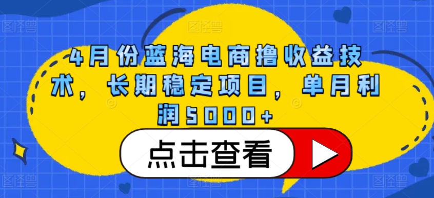 4月份蓝海电商撸收益技术，长期稳定项目，单月利润5000+-桐创网