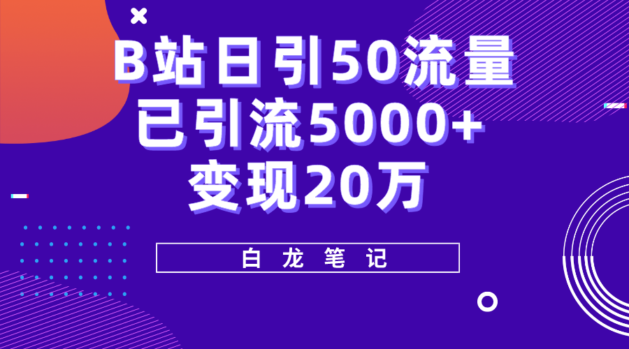 （5655期）B站日引50+流量，实战已引流5000+变现20万，超级实操课程。-桐创网