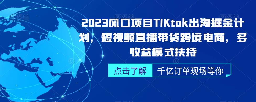 2023风口项目TikTok出海掘金计划，短视频直播带货跨境电商，多收益模式扶持-桐创网