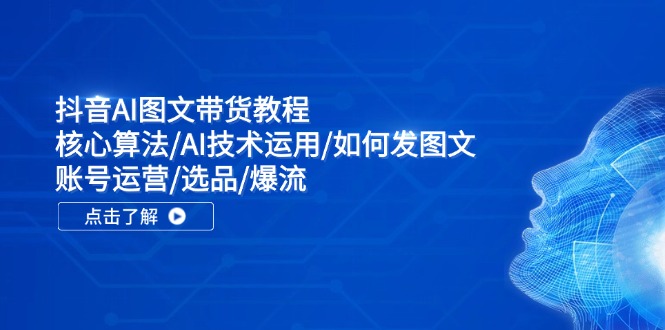 （11958期）抖音AI图文带货教程：核心算法/AI技术运用/如何发图文/账号运营/选品/爆流-桐创网