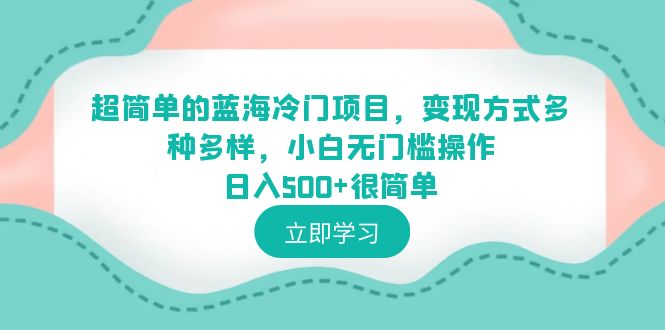 （6422期）超简单的蓝海冷门项目，变现方式多种多样，小白无门槛操作日入500+很简单-桐创网