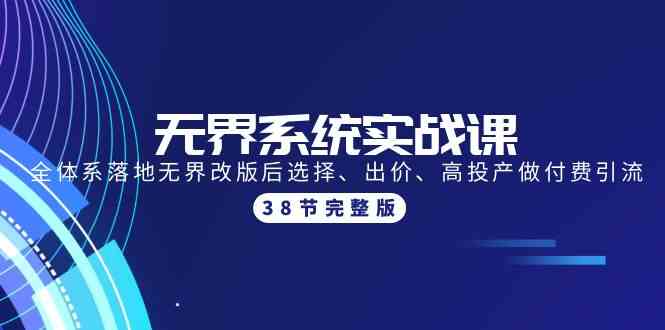 （9992期）无界系统实战课：全体系落地无界改版后选择、出价、高投产做付费引流-38节-桐创网