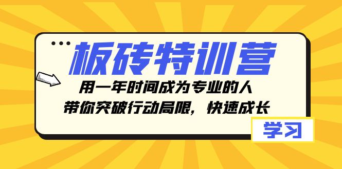 （8048期）板砖特训营，用一年时间成为专业的人，带你突破行动局限，快速成长-桐创网