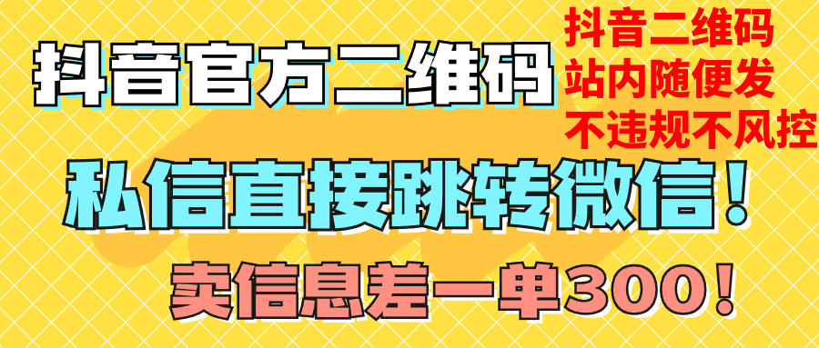 （7907期）价值3000的技术！抖音二维码直跳微信！站内无限发不违规！-桐创网