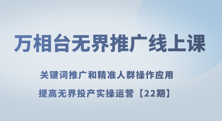 万相台无界推广线上课关键词推广和精准人群操作应用，提高无界投产实操运营【22期】-桐创网