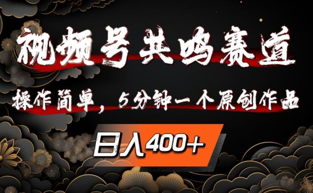 视频号共鸣赛道，操作简单，5分钟1个原创作品，日入几张【揭秘】-桐创网