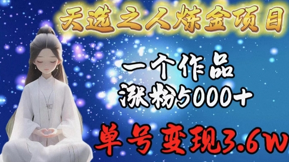 天选之人炼金项目，一个作品涨粉5000+，单号变现3.6w-桐创网