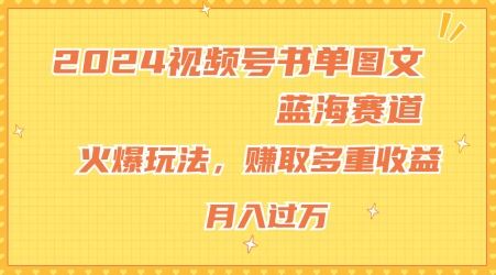 2024视频号书单图文蓝海赛道，火爆玩法，赚取多重收益，小白轻松上手，月入上万【揭秘】-桐创网