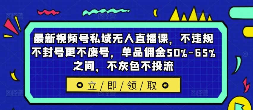 最新视频号私域无人直播课，不违规不封号更不废号，单品佣金50%-65%之间，不灰色不投流-桐创网