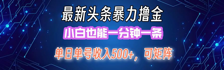 （12380期）最新暴力头条掘金日入500+，矩阵操作日入2000+ ，小白也能轻松上手！-桐创网