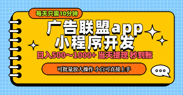 （11645期）小程序开发 广告赚钱 日入500~1000+ 小白轻松上手！-桐创网