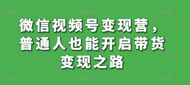 微信视频号变现营，普通人也能开启带货变现之路-桐创网