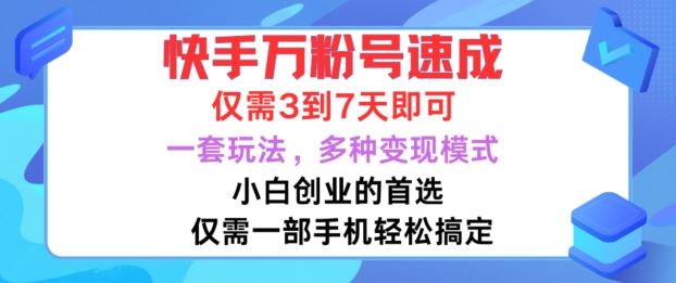 快手万粉号速成，仅需3到七天，小白创业的首选，一套玩法，多种变现模式【揭秘】-桐创网