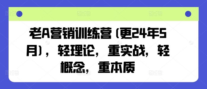 老A营销训练营(更24年7月)，轻理论，重实战，轻概念，重本质-桐创网