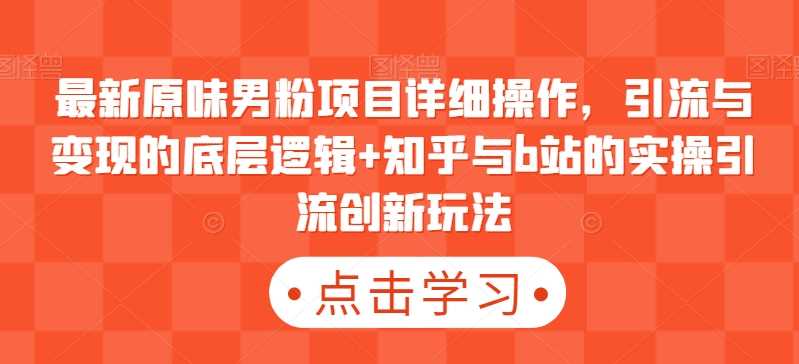 最新原味男粉项目详细操作，引流与变现的底层逻辑+知乎与b站的实操引流创新玩法-桐创网