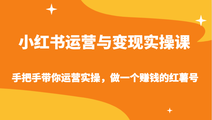 小红书运营与变现实操课-手把手带你运营实操，做一个赚钱的红薯号-桐创网