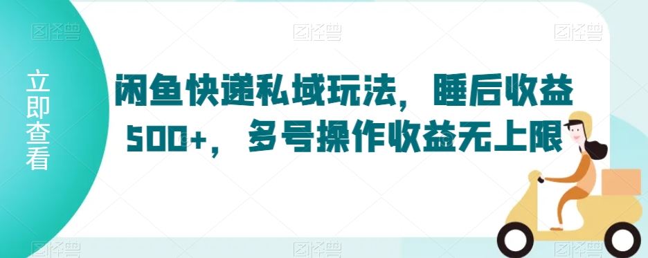 闲鱼快递私域玩法，睡后收益500+，多号操作收益无上限【揭秘】-桐创网