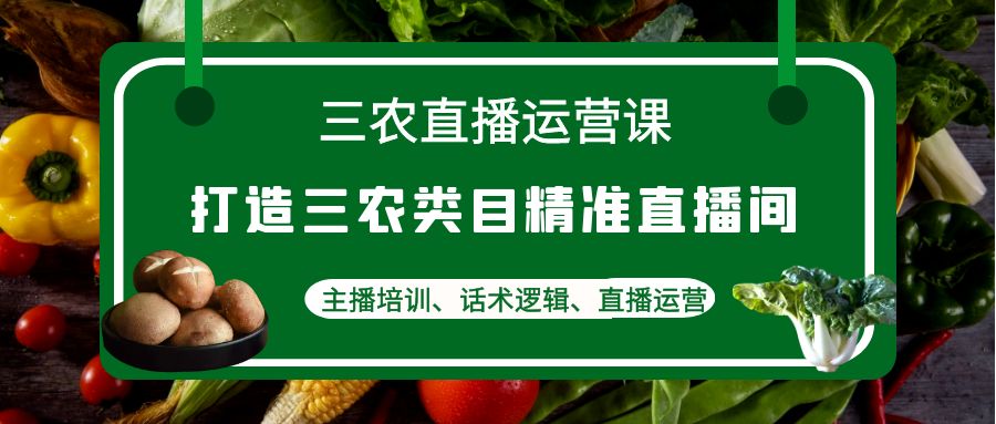 （4581期）三农直播运营课：打造三农类目精准直播间，主播培训、话术逻辑、直播运营-桐创网