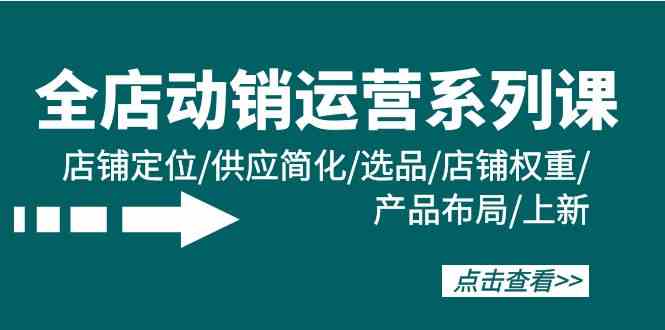 全店动销运营系列课：店铺定位/供应简化/选品/店铺权重/产品布局/上新-桐创网