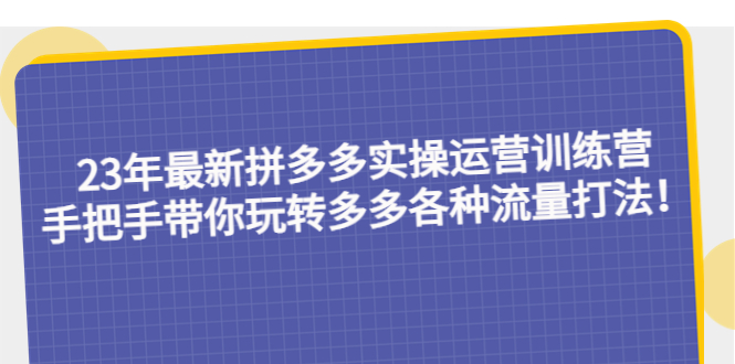 （5435期）23年最新拼多多实操运营训练营：手把手带你玩转多多各种流量打法！-桐创网