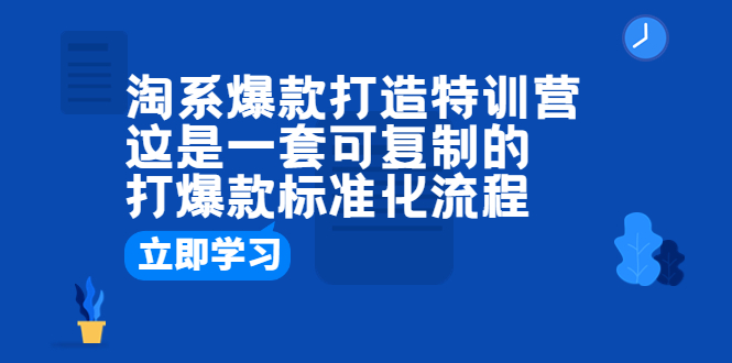 （6478期）淘系爆款打造特训营：这是一套可复制的打爆款标准化流程-桐创网