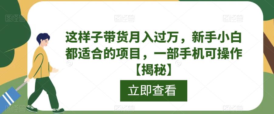 这样子带货月入过万，新手小白都适合的项目，一部手机可操作【揭秘】-桐创网