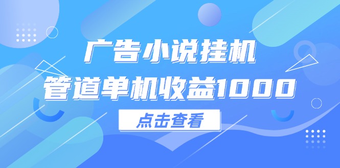 （12198期）广告小说挂机管道单机收益1000+-桐创网