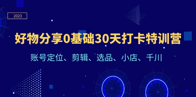 （6419期）好物分享0基础30天打卡特训营：账号定位、剪辑、选品、小店、千川-桐创网