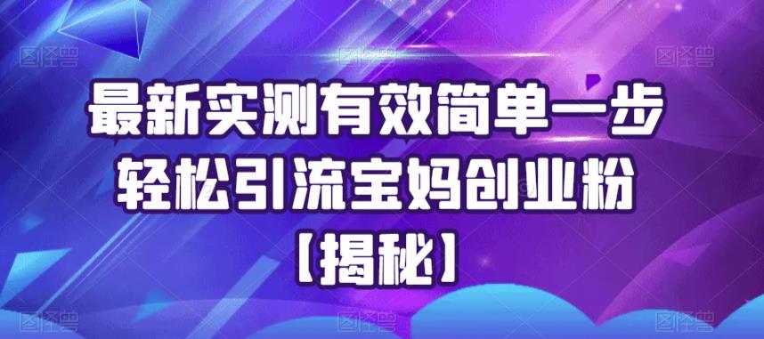 最新实测有效简单一步轻松引流宝妈创业粉【揭秘】-桐创网