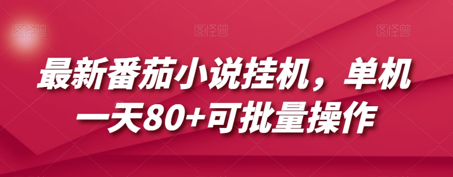 最新番茄小说挂机，单机一天80+可批量操作【揭秘】-桐创网