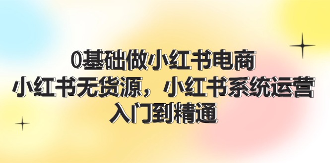 0基础做小红书电商，小红书无货源系统运营，入门到精通 (70节)-桐创网