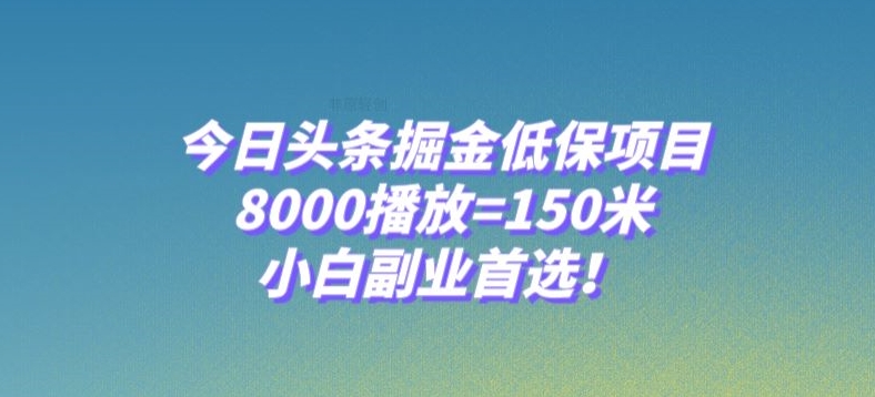 今日头条掘金低保项目，8000播放=150米，小白副业首选【揭秘】-桐创网