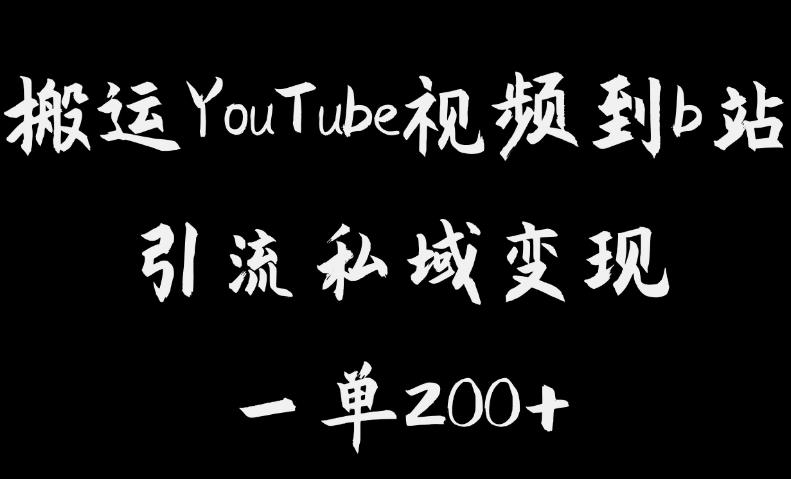 搬运YouTube视频到b站，引流私域一单利润200+，几乎0成本！【揭秘】-桐创网