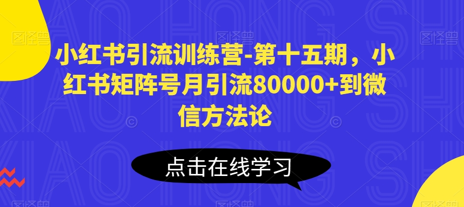 小红书引流训练营-第十五期，小红书矩阵号月引流80000+到微信方法论-桐创网