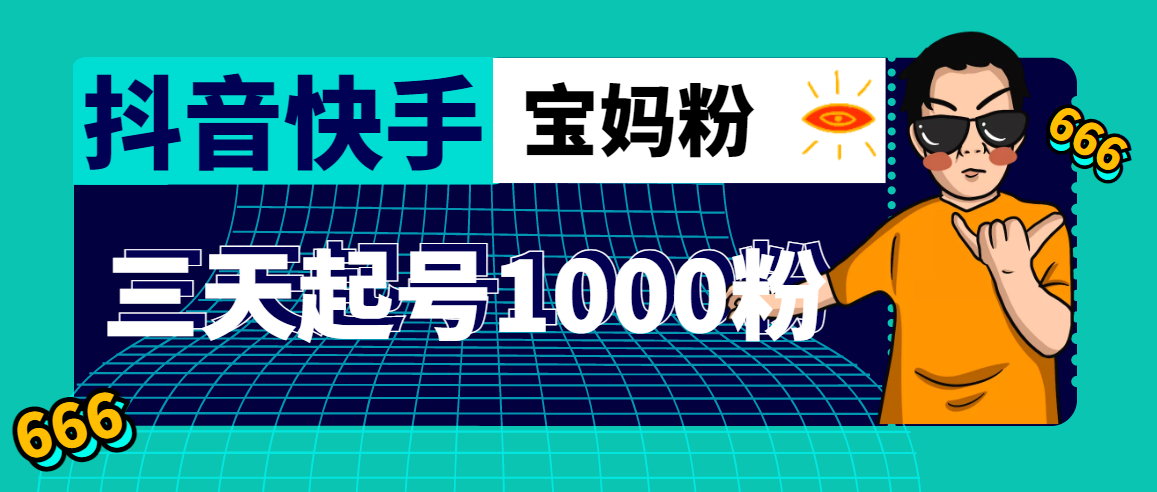 （4818期）抖音快手三天起号涨粉1000宝妈粉丝的核心方法【详细玩法教程】-桐创网