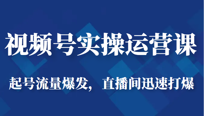 视频号实操运营课-起号流量爆发，直播间迅速打爆-桐创网