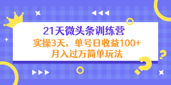 21天微头条训练营，实操3天，单号日收益100+月入过万简单玩法-桐创网