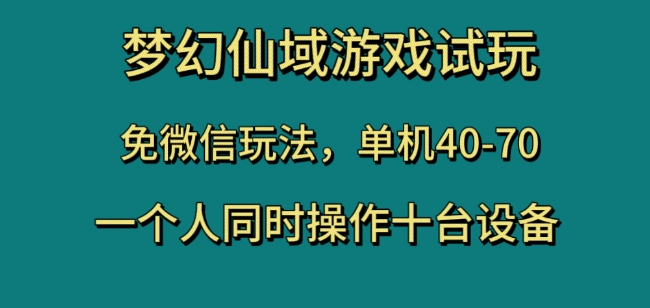 梦幻仙域游戏试玩，免微信玩法，单机40-70，一个人同时操作十台设备【揭秘】-桐创网