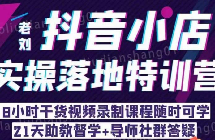 老刘·抖店商品卡流量，​抖音小店实操落地特训营，8小时干货视频录制课程随时可学-桐创网