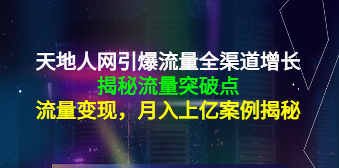 天地人网引爆流量全渠道增长：揭秘流量突然破点，流量变现，月入上亿案例-桐创网