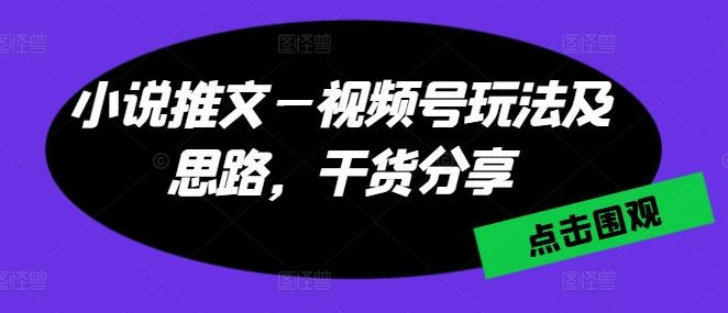 小说推文—视频号玩法及思路，干货分享-桐创网